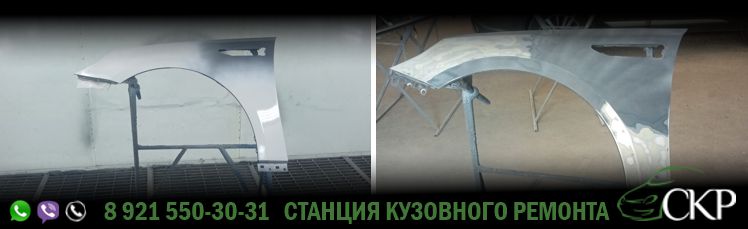 Кузовной ремонт левого борта Киа Оптима (Kia Optima) в СПб в автосервисе СКР.